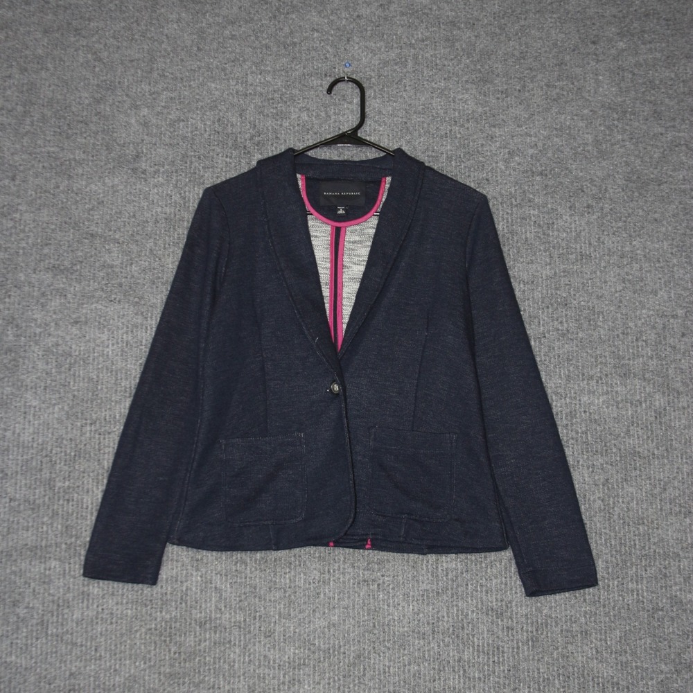 Banana Republic Blazer Womens PS‎ Blue Knit Single Button Professional Career